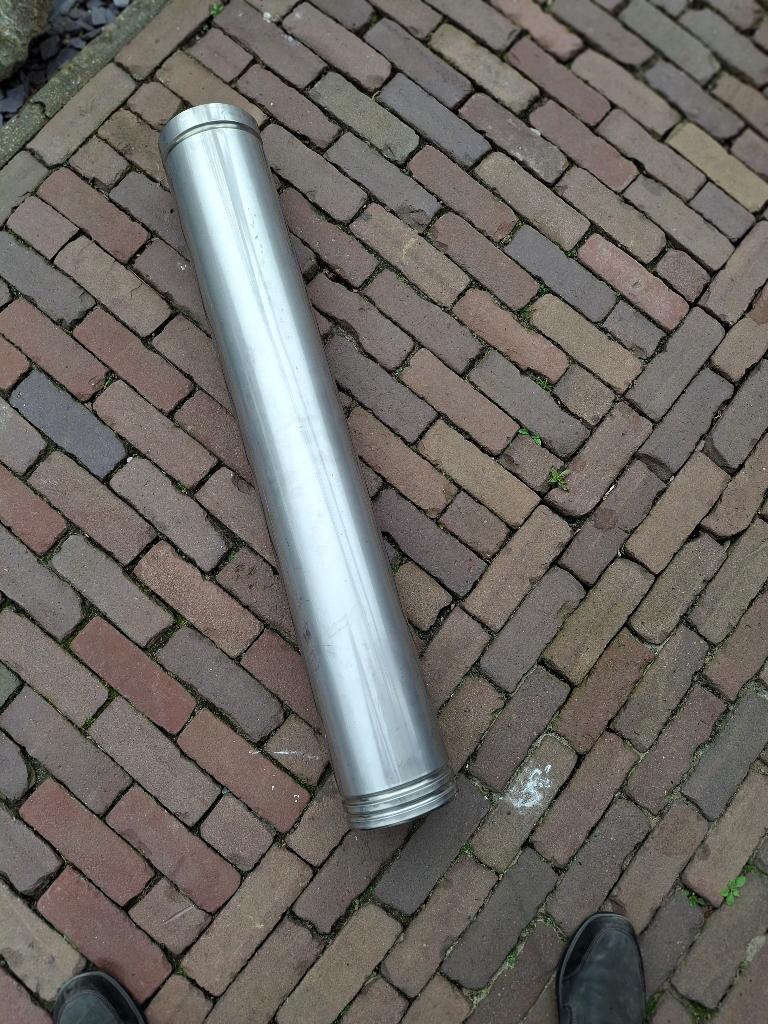 RVS kachelpijp,  dubbelwandig, Ophalen, Overige soorten, Zo goed als nieuw, Inbouw