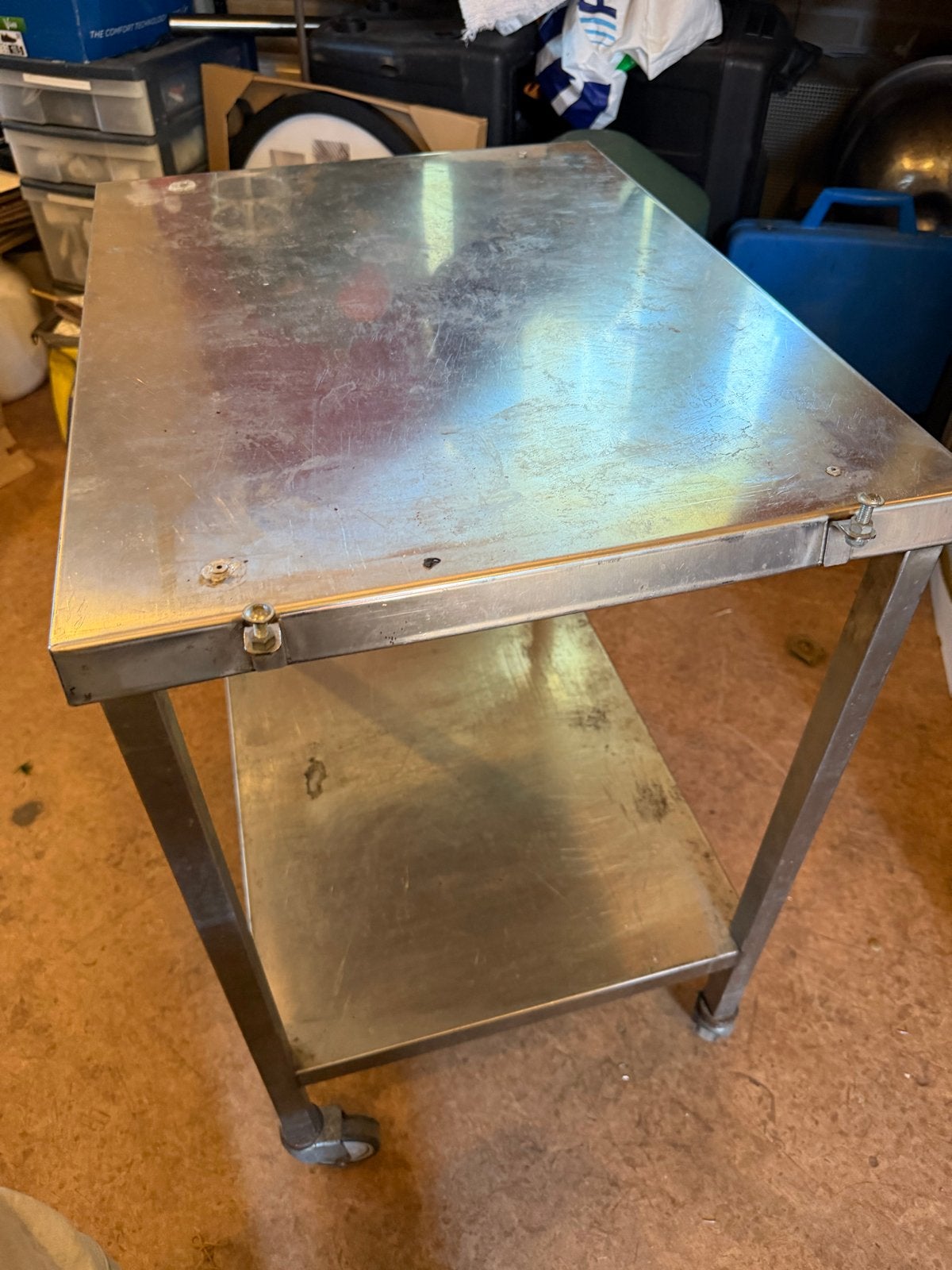 RVS tafeltje op wieltjes - 60x46x72 cm, Ophalen, Gebruikt, Metaal of Aluminium, 55 tot 75 cm