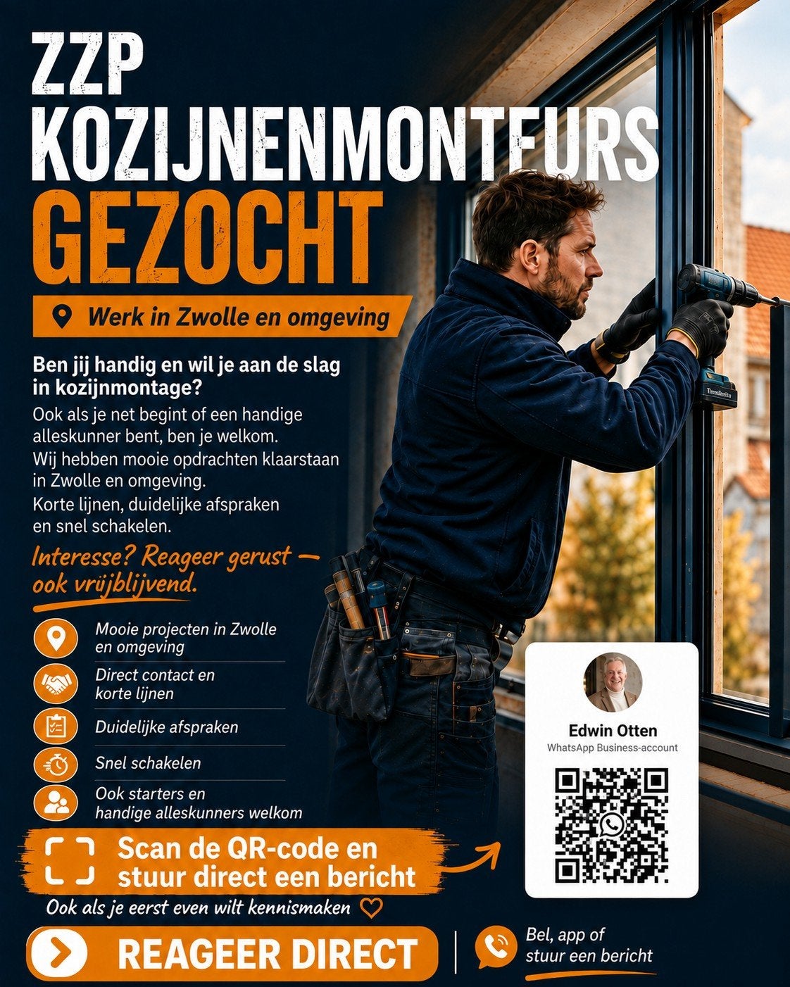 ZZP Kozijnenmonteur gezocht | Opdrachten regio Zwolle | Bera, 33 - 40 uur, Overige niveaus, Freelance of Uitzendbasis