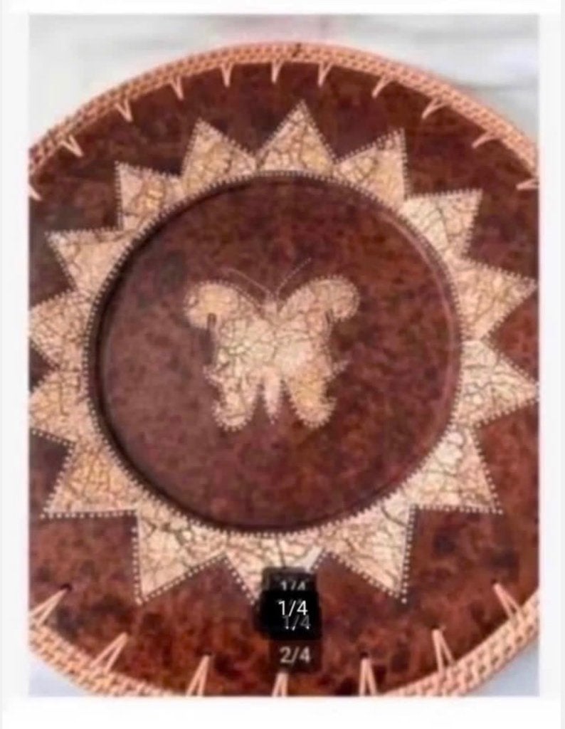 XL Wandbord Afrika Tamarinde vlinder gevlochten, Ophalen of Verzenden