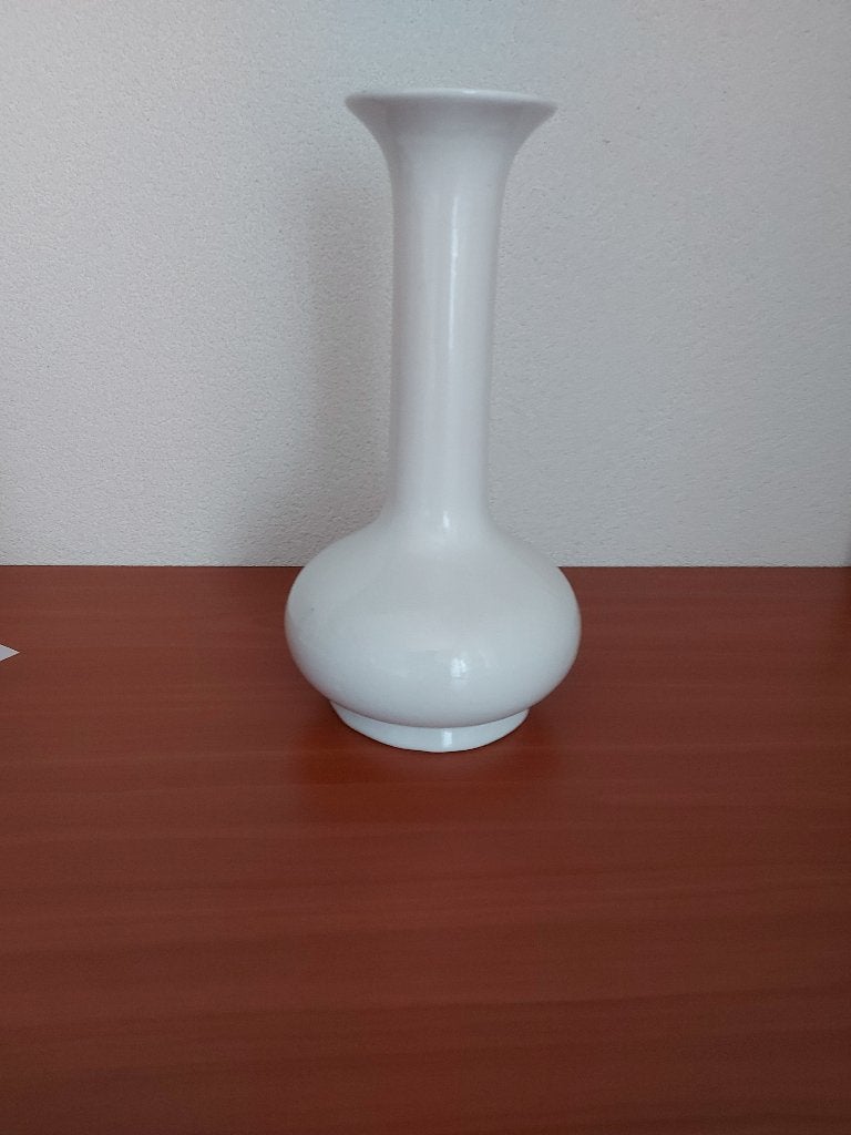 Vaas met hoge smalle hals., Huis en Inrichting, Woonaccessoires | Vazen, Gebruikt, Overige kleuren, Ophalen of Verzenden, Glas