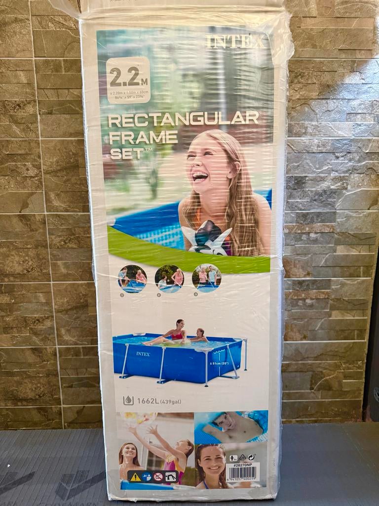 Intex Zwembad 2.2m met Pomp, Afdekzeil & Stofzuiger, Ophalen, Gebruikt, Minder dan 80 cm, Minder dan 200 cm
