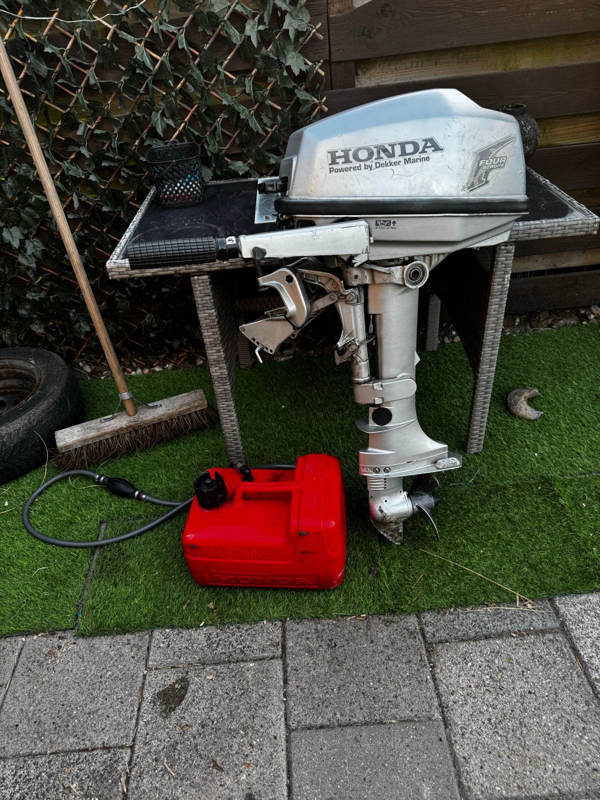 Goed onderhouden Honda 5 pk 4 tact buitenboordmotor, Ophalen, Gebruikt, Benzine, 5 tot 10 pk