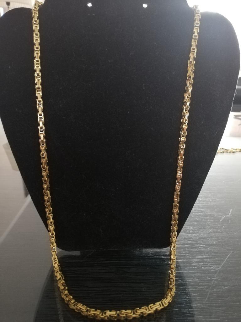 18k goud plated koningsketting vierkant, Sieraden, Tassen en Uiterlijk, Kettingen, Ophalen of Verzenden
