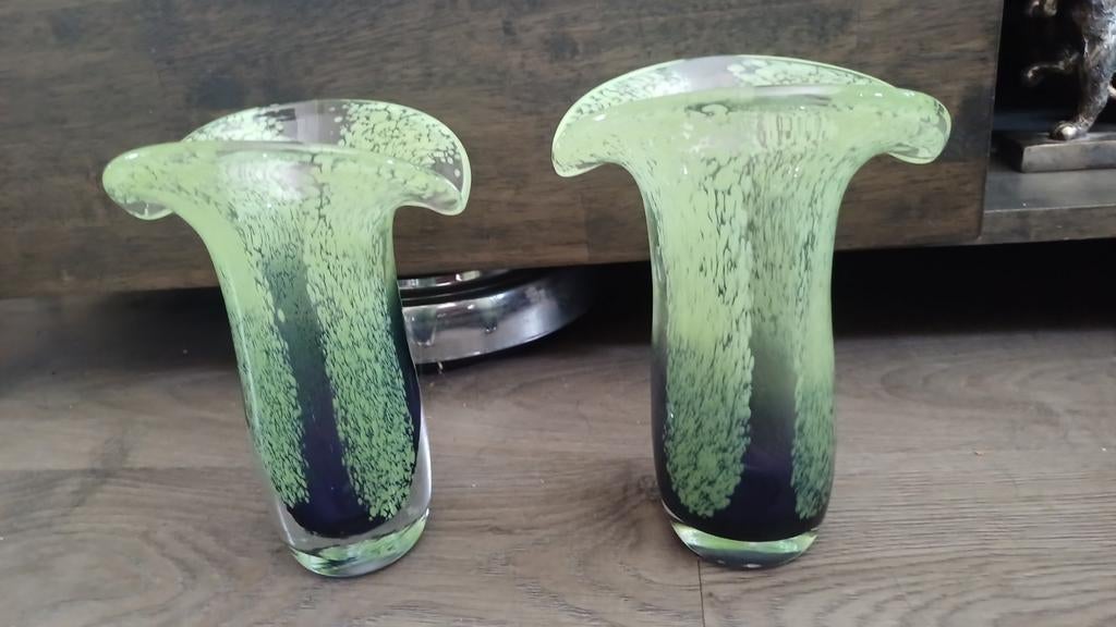 Prachtige bijzondere vintage vazen glas, Ophalen of Verzenden