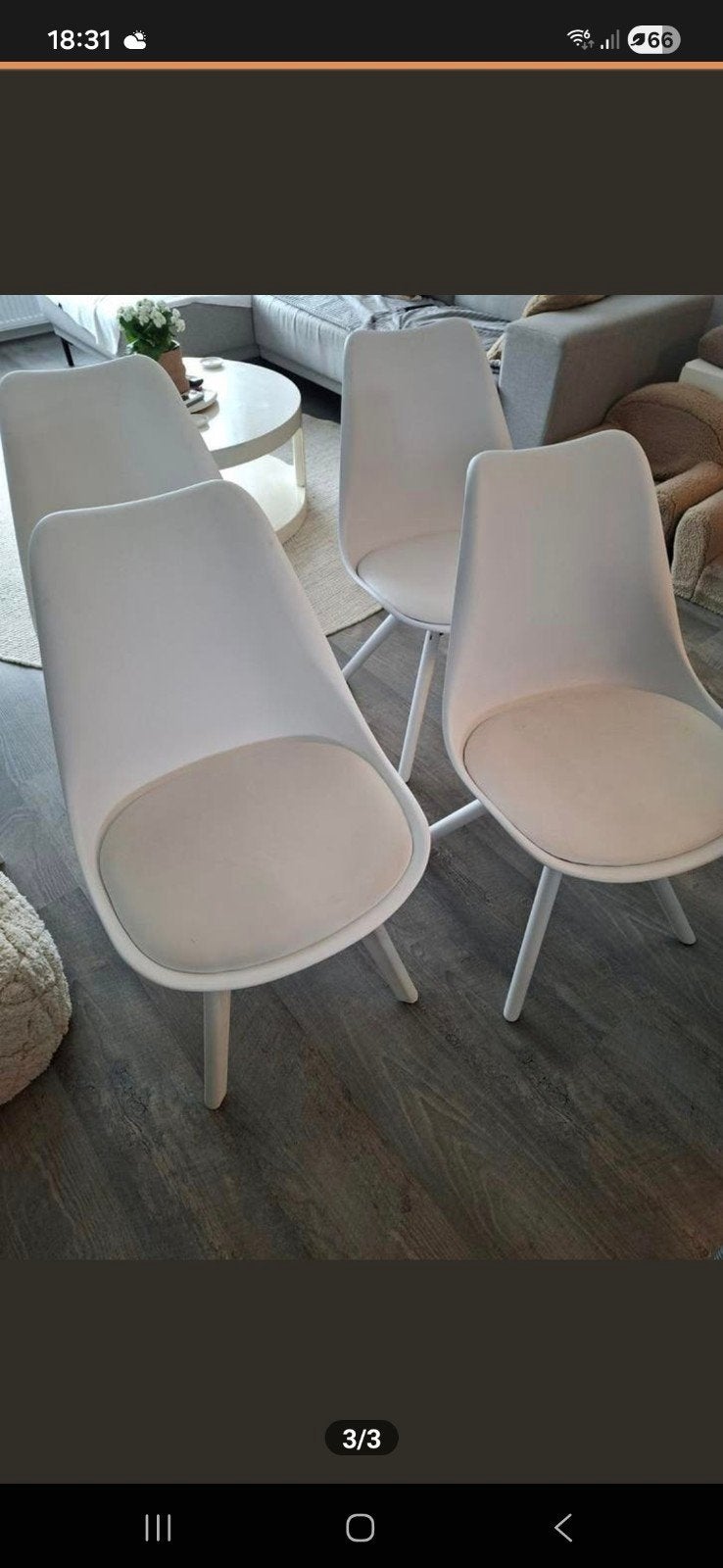 4 witte stoelen, Huis en Inrichting, Stoelen, Ophalen, Gebruikt, Wit