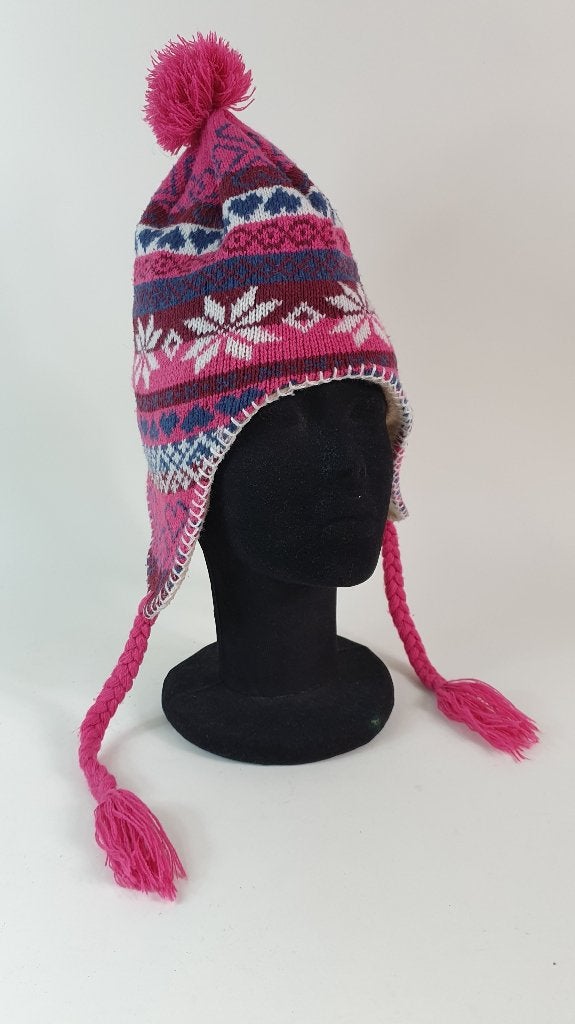 Damesmuts, roze, wol, met 2 vlechtjes en pompoen. 2A9, Kleding | Dames, Mutsen, Sjaals en Handschoenen, Tweedehands verkoop, Tweedehands verkoop