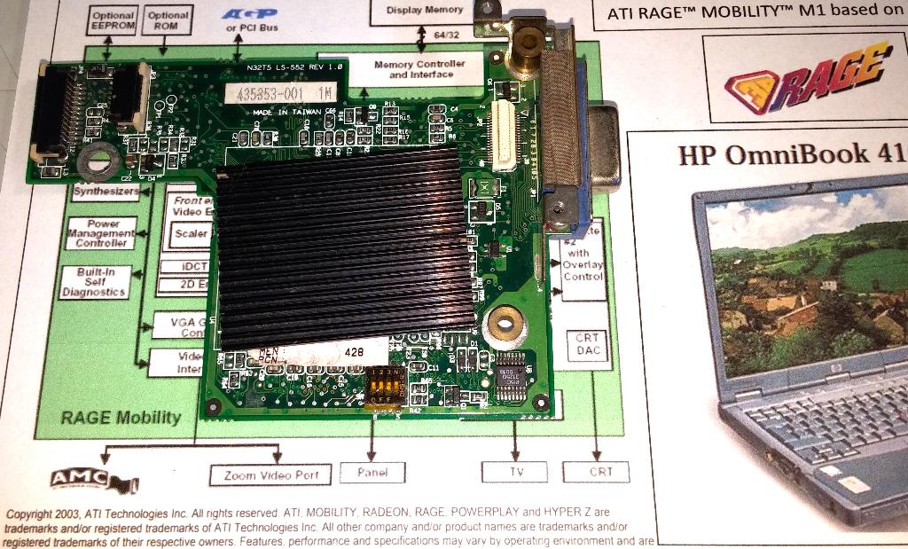HP Omnibook 4150 435353-001 ATI Rage Graphics M1 455296-410, Ophalen of Verzenden, HP