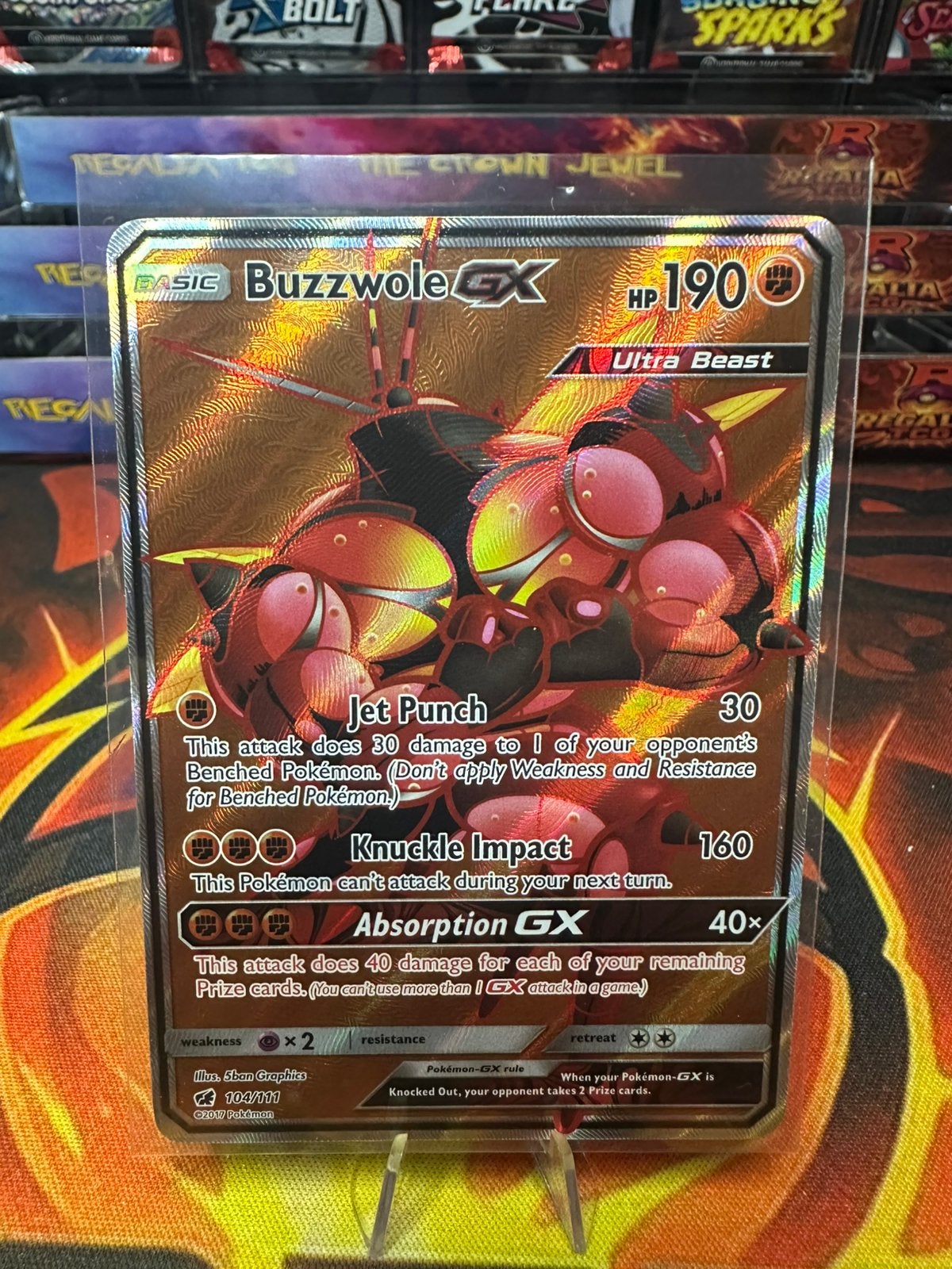 Buzzwole GX (CIN 104) Crimson Invasion, Ophalen of Verzenden, Zo goed als nieuw, Losse kaart, Foil