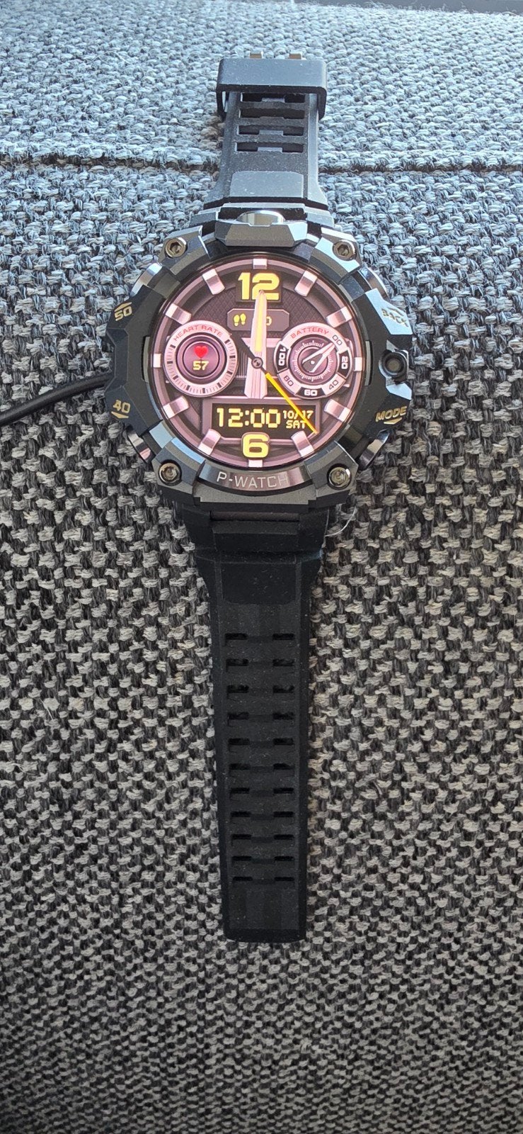 P-Watch Android Smartwatch Amoled, Stappen, Zwart, Ophalen of Verzenden, Zo goed als nieuw