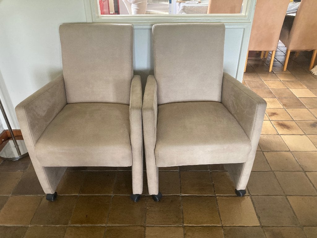 2x Beige stoelen met wieltjes, Ophalen, Gebruikt, Twee, Overige kleuren