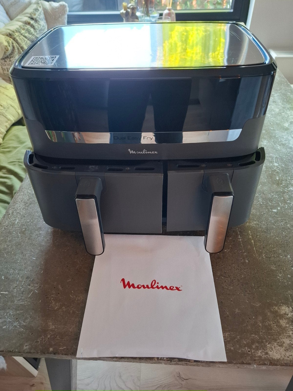 Moulinex Dual Easy Fry & Grill Airfryer - Zo goed als nieuw, Ophalen of Verzenden, Zo goed als nieuw, Airfryer XXL, 1500 gram of meer