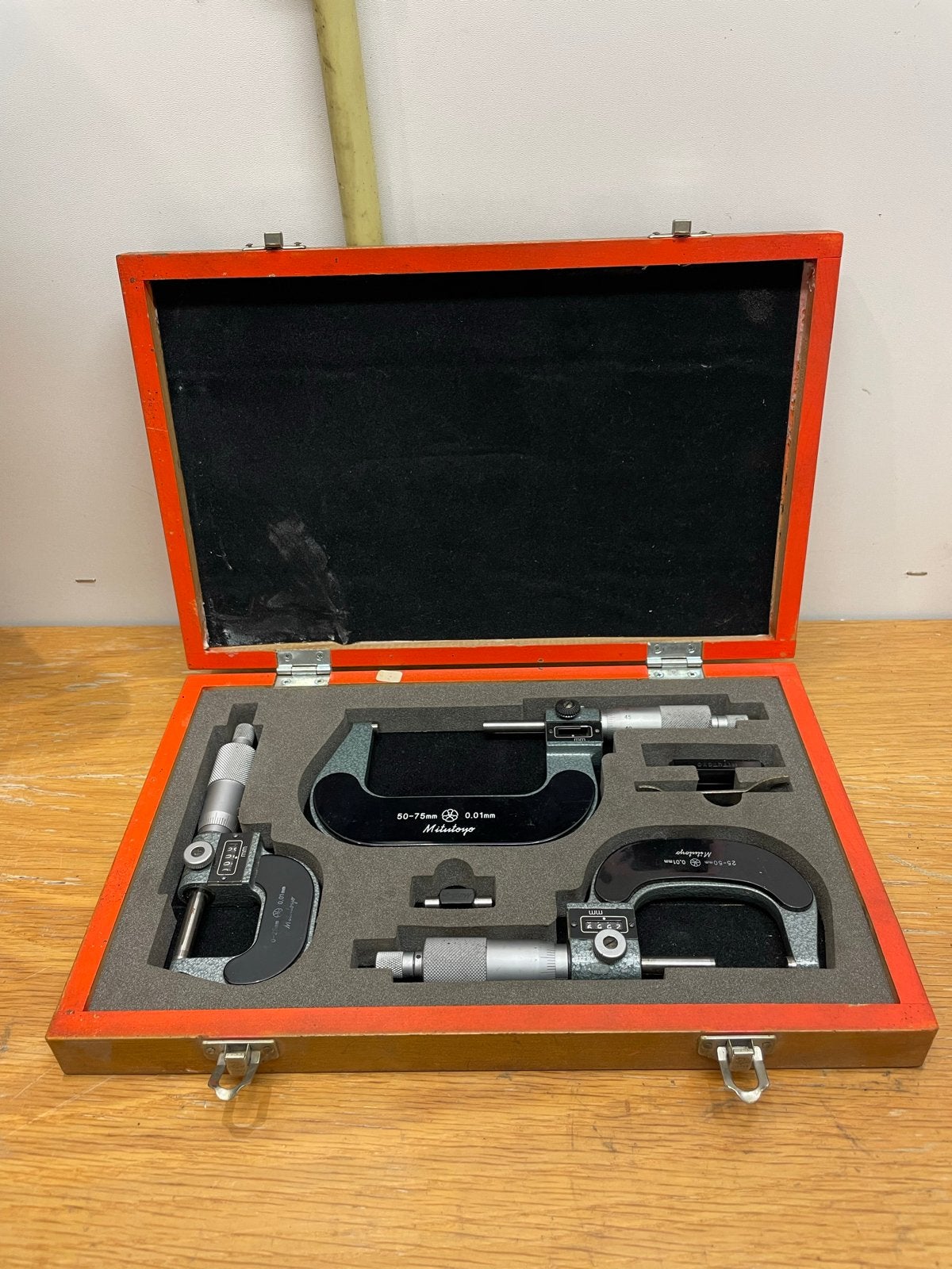 Mitutoyo Micrometer Set 0-75mm in Houten Kist, Ophalen, Gebruikt, Overige meters