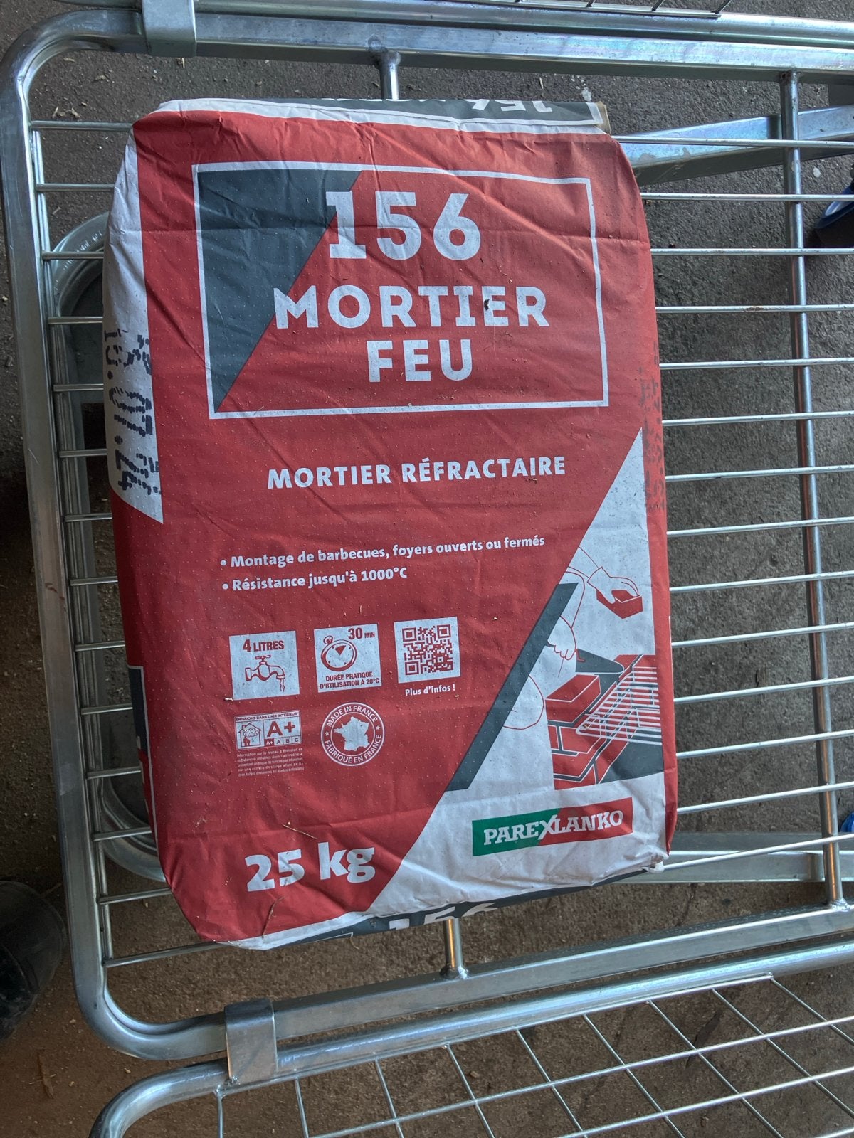 25 kg Vuurvaste Metselmortel - Parexlanko Mortier Feu, Ophalen, Nieuw