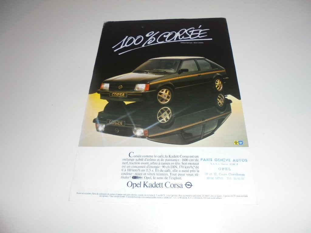 leaflet Opel Kadett Corsa, Ophalen of Verzenden, Gelezen, Opel