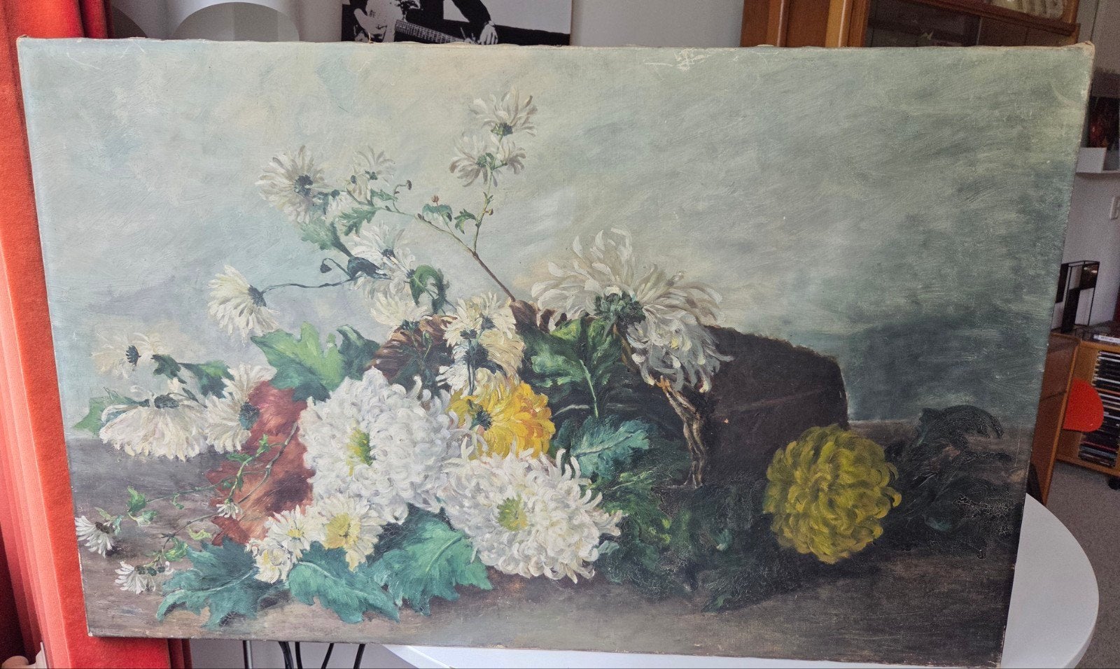 Bloemen Schilderij olieverf op canvas., Ophalen of Verzenden