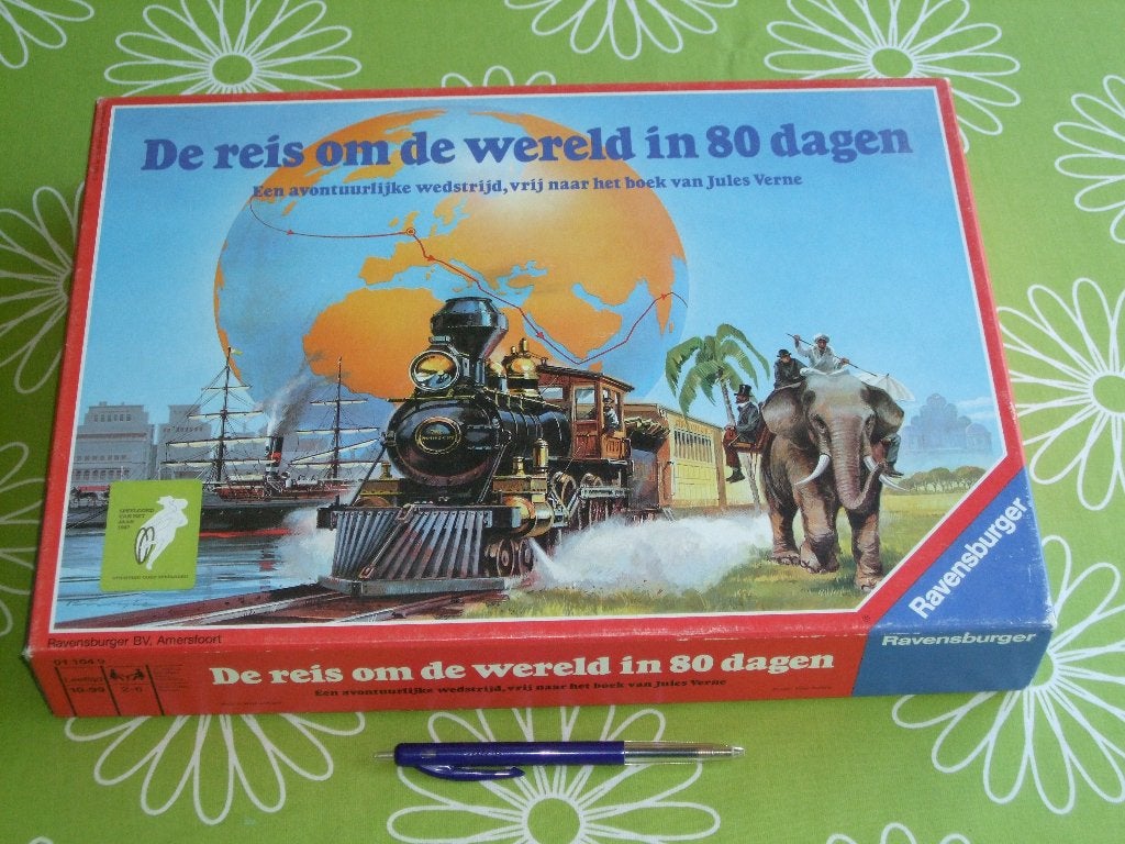 De reis om de wereld in 80 dagen - bordspel uit 1987, Vijf spelers of meer, Ophalen of Verzenden, Zo goed als nieuw