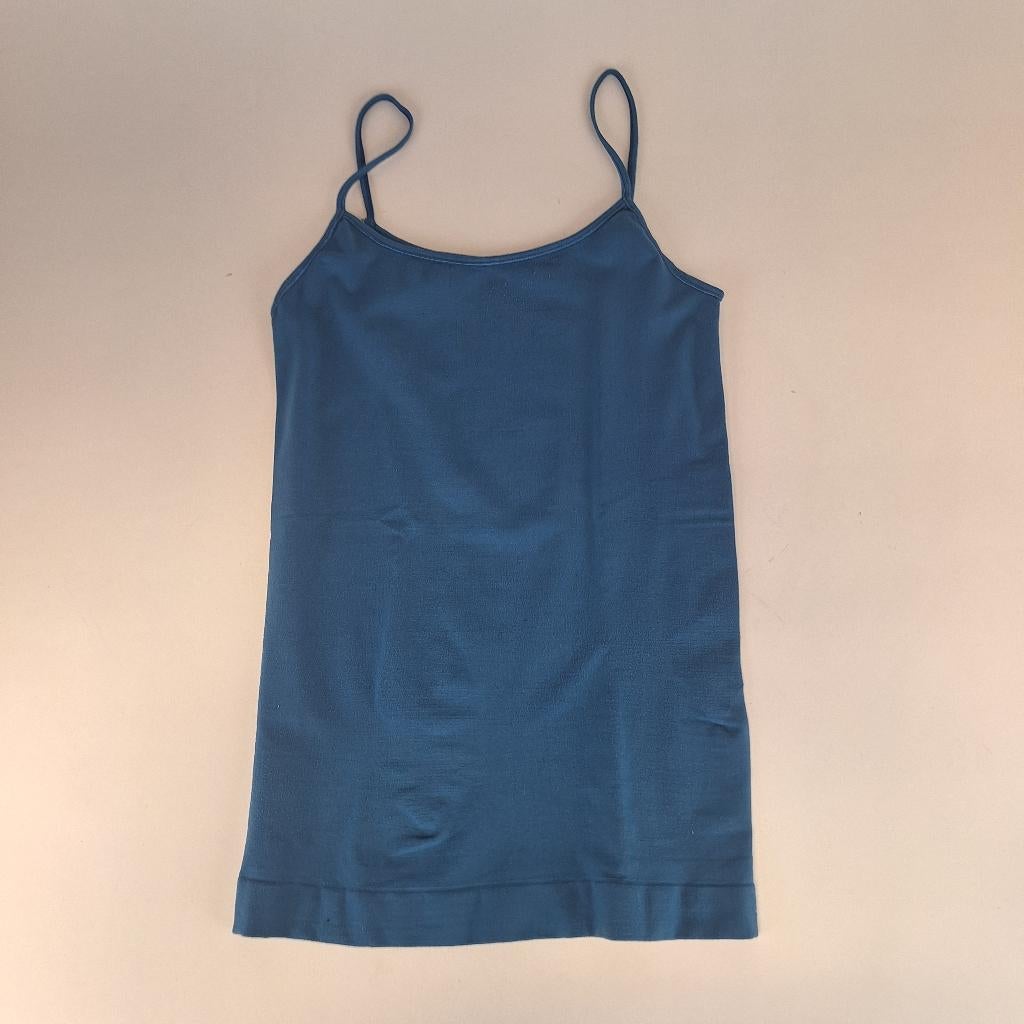 Strak dames top hemd spagetti bandjes Hema petrol L, Kleding | Dames, Blauw, Maat 42/44 (L), Ophalen of Verzenden, Zo goed als nieuw