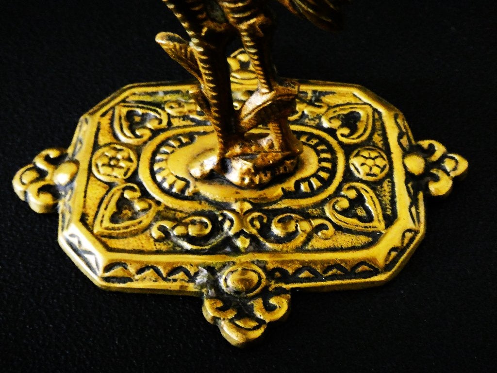 2 Messing kraanvogel kandelaars Art Nouveau vogel ooievaar, Ophalen of Verzenden, Koper of Brons