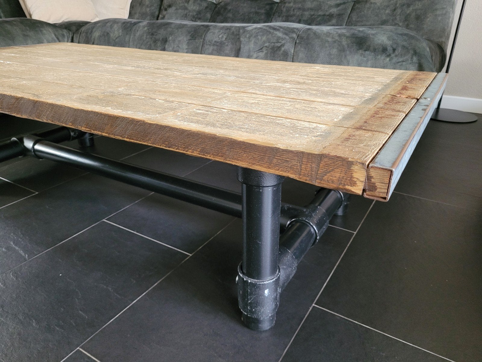 Salontafel gemaakt van steenschot en stijgerbuizen, Gebruikt, 100 tot 150 cm, 50 tot 100 cm, Ophalen