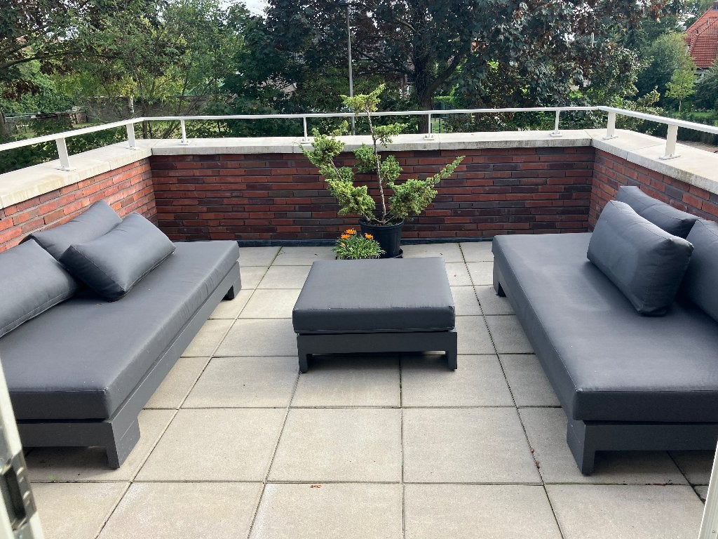 Loungeset, 2 banken en hocker, Tuin en Terras, Ophalen, Bank, 6 zitplaatsen, Aluminium