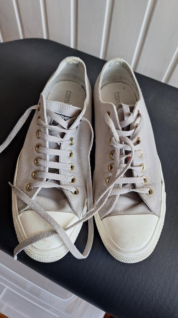 Converse All Stars - Lichtgrijs - Maat 42 half - 1x gedragen, Converse, Ophalen of Verzenden, Grijs, Sneakers of Gympen