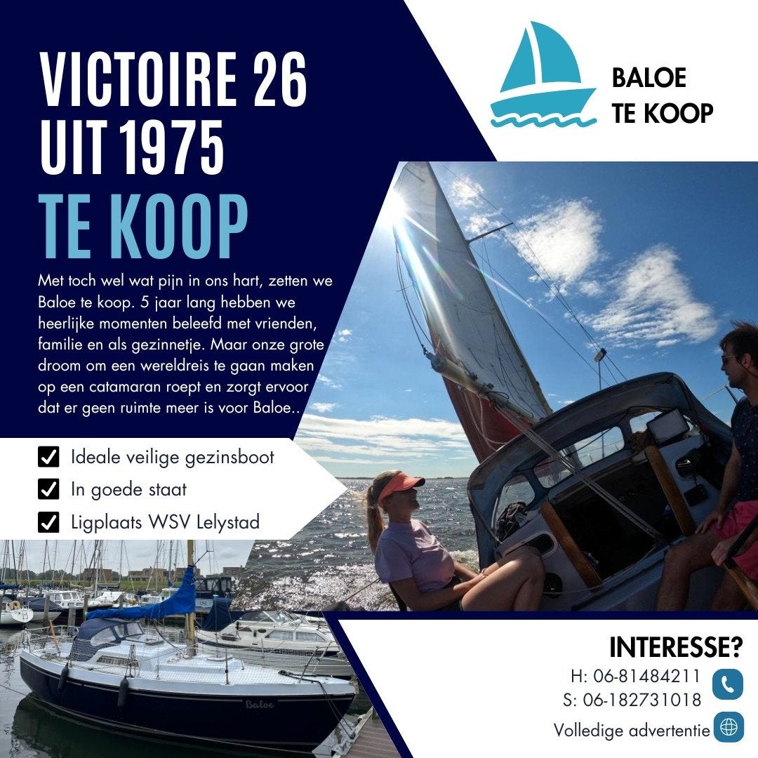 Victoire 26 'Baloe' uit 1975 - Ideale gezinszeilboot, Ophalen, Gebruikt, Binnenboordmotor, Tourjacht of cruiser