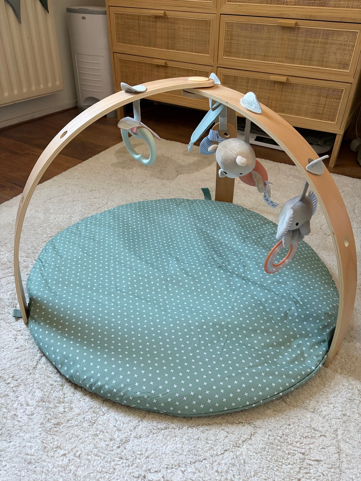 Houten Babygym met Speelkleed en Speeltjes, Ophalen, Zo goed als nieuw, Babygym