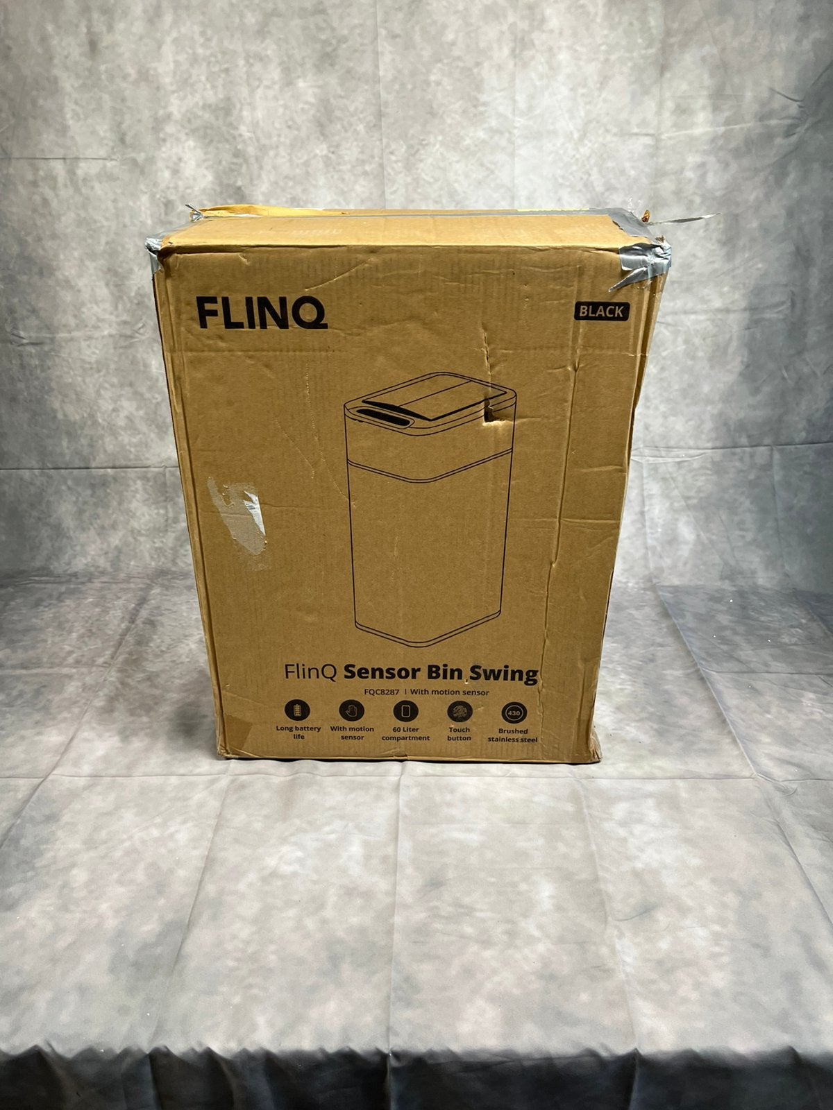 FlinQ Swing Prullenbak - Vuilnisbak met Sensor Unieke Deksel, 40 liter of meer, Ophalen of Verzenden, Zo goed als nieuw, Rvs