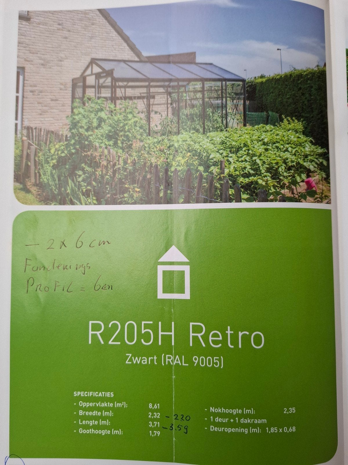 ACD R205H Retro Kweekkas Zwart (RAL 9005), Ophalen, Kweekkas, Zo goed als nieuw, Glas