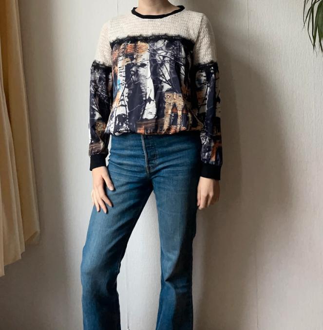 Trui met print - maat M van Enelle, Kleding | Dames, Maat 38/40 (M), Overige kleuren, Ophalen of Verzenden, Zo goed als nieuw