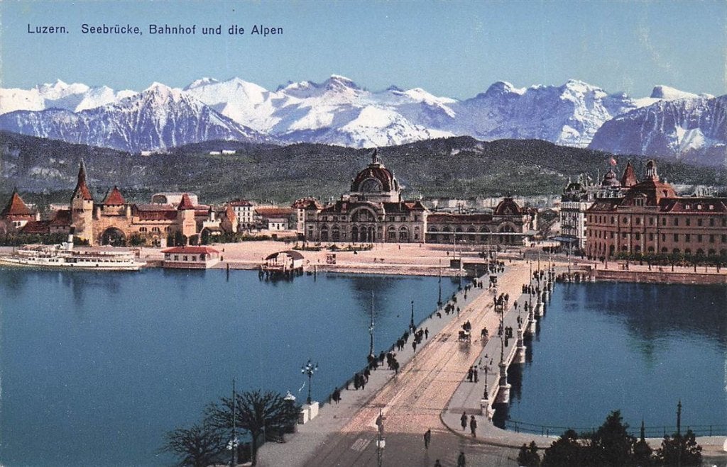 702-475-029 Luzern Seebrücke Bahnhof Und Die Alpen, Ophalen of Verzenden, Voor 1920, Overig Europa