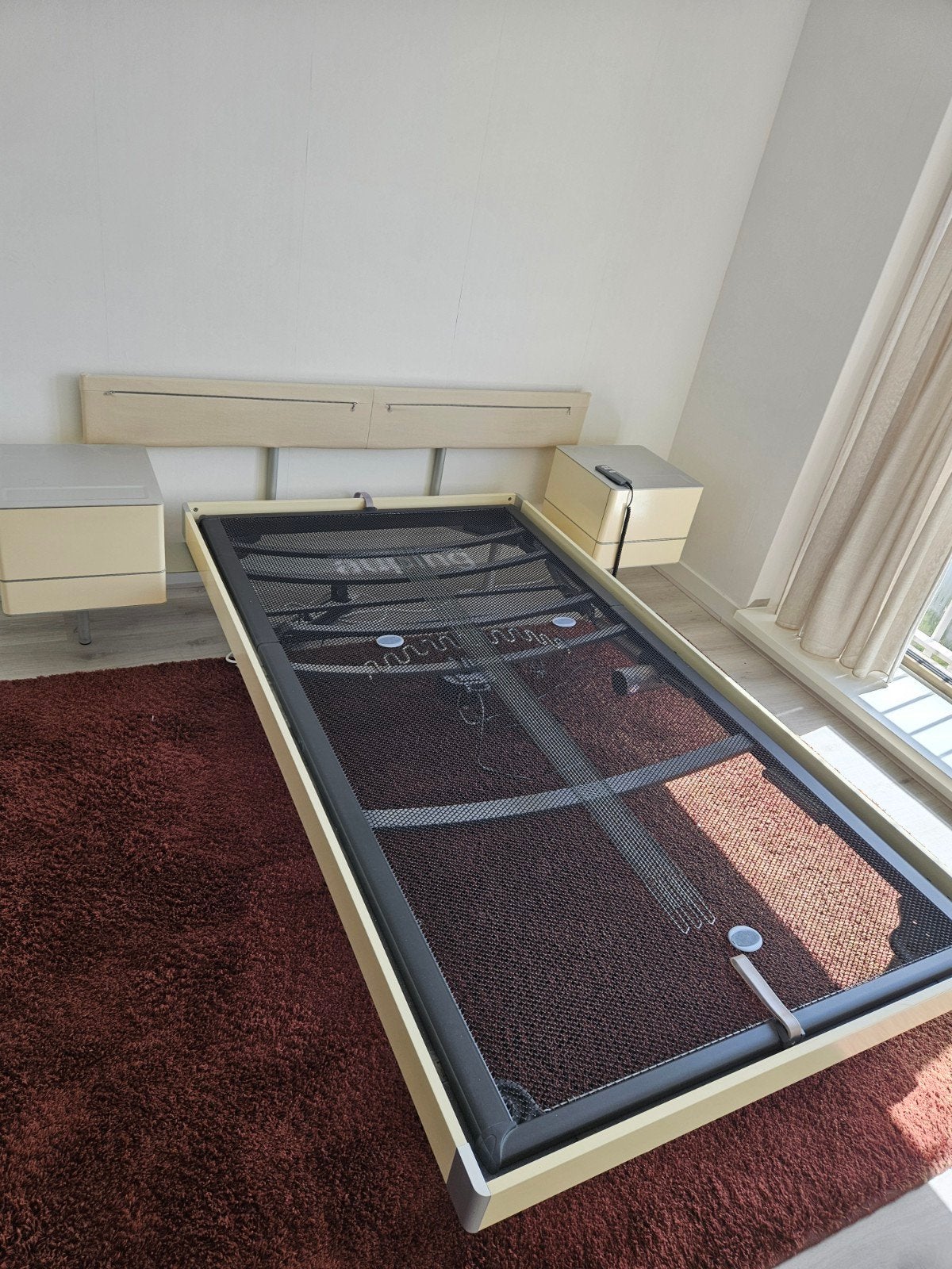 Auping Match designbed, Huis en Inrichting, Slaapkamer | Bedden, Gebruikt, Tweepersoons, 120 cm, Hout, Wit, Verstelbaar, Ophalen