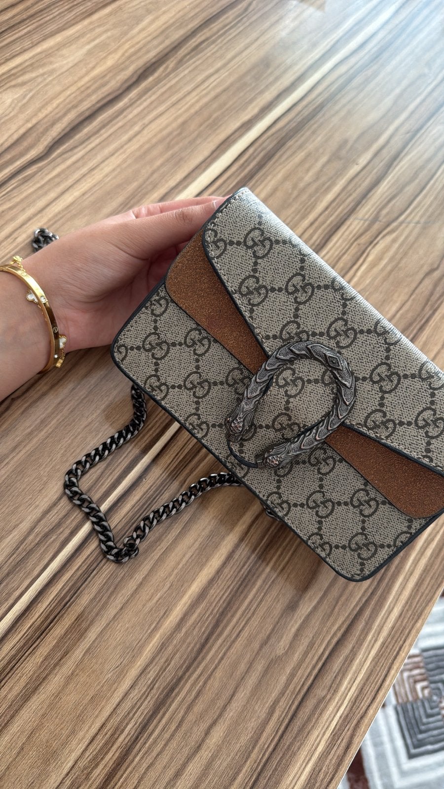 Gucci Dionysus GG Supreme schoudertasje, Verzenden, Zo goed als nieuw, Bruin, Schoudertasje