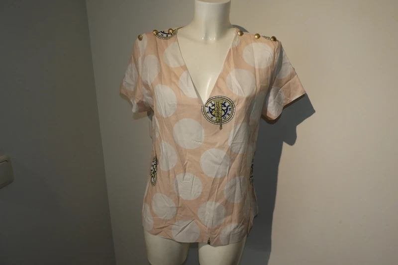 Kenzo blouse top in motief print gouden sier knopen IT 44