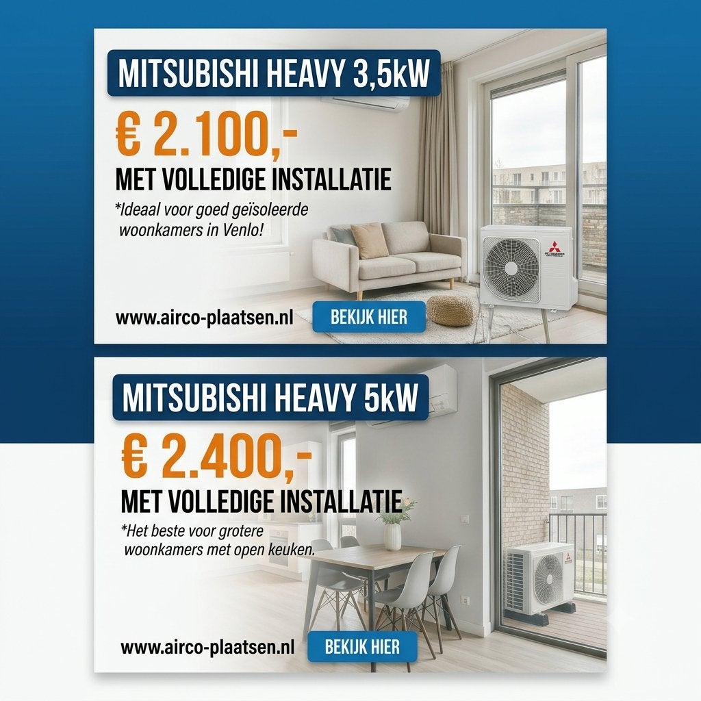 Mitsubishi Heavy Airco incl. Installatie | 3,5kW & 5kW |, Witgoed en Apparatuur, Ophalen, Koelen en Ontvochtigen, Timer, Nieuw