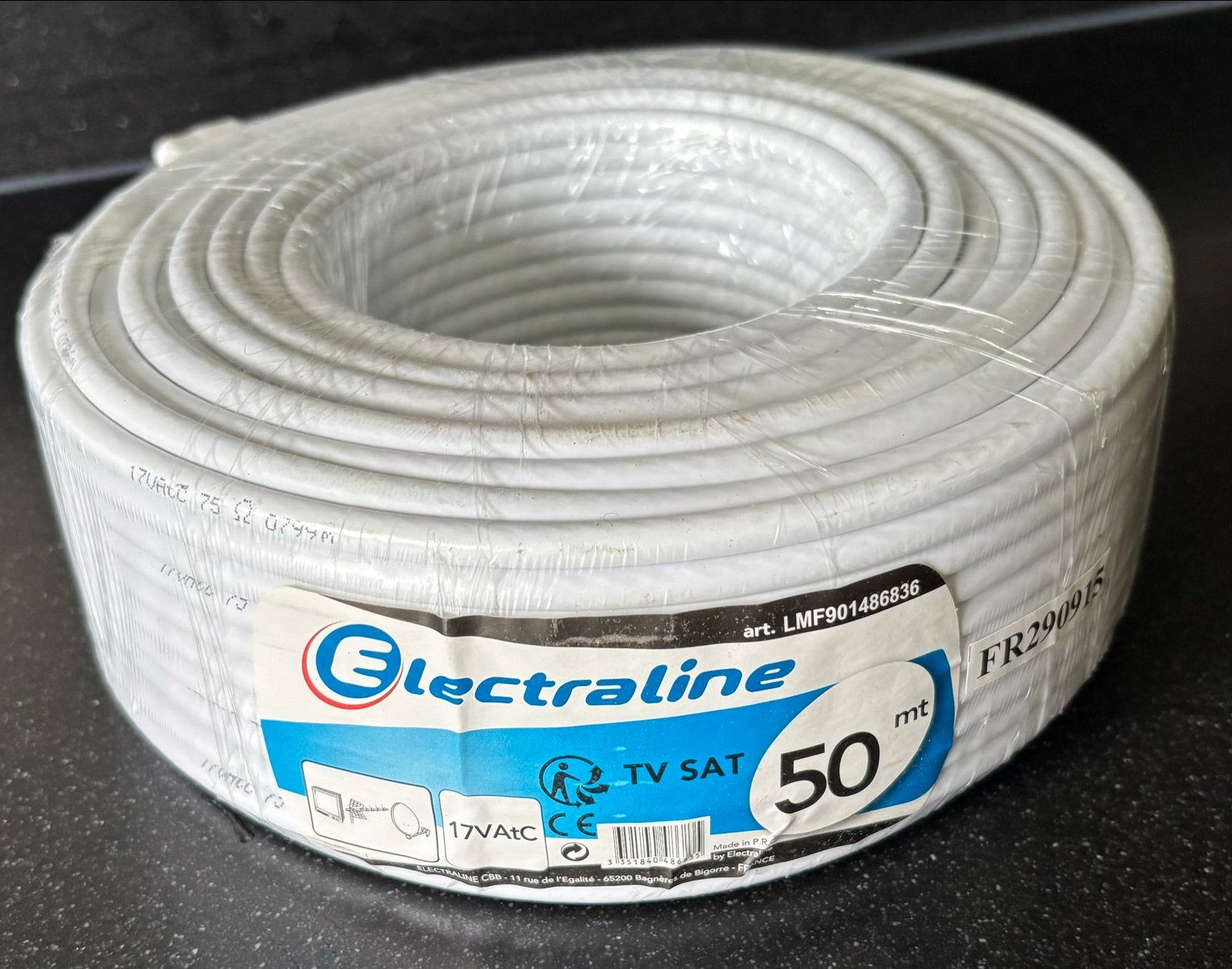 Electraline TV SAT Coaxiale Kabel - 50 meter, Ophalen of Verzenden, Nieuw, 10 meter of meer, Coaxiale kabel