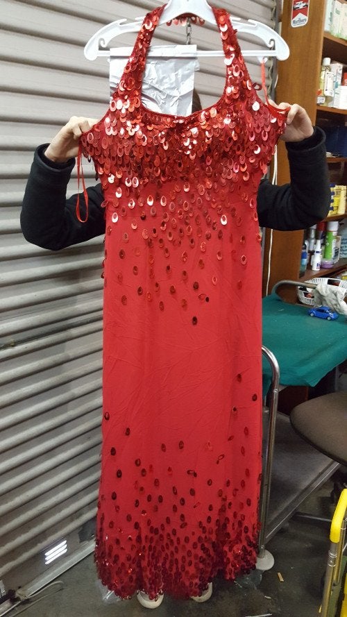 gala avondjurk rood, met glitters, Ophalen of Verzenden, 'T Olde Gre-j, Info@toldegrej.nl, Endepoelstraat 20f Didam