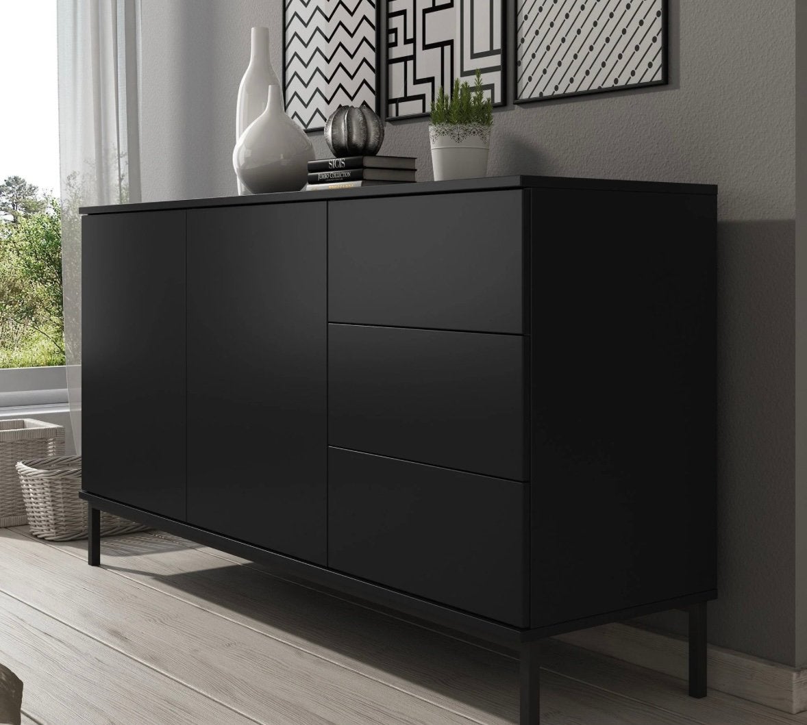 Dressoir zwart (meubella - queen), Huis en Inrichting, Ophalen, Zo goed als nieuw, 25 tot 50 cm