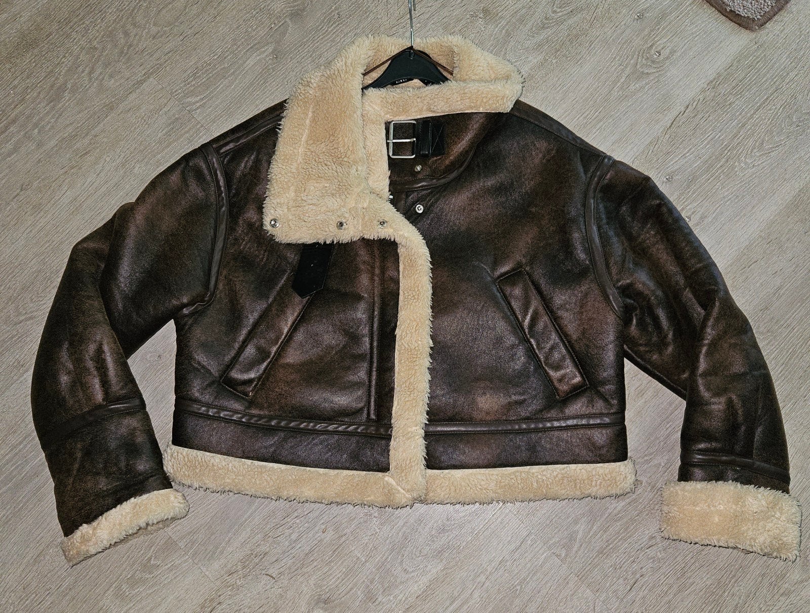 Zara pilotenjack lammycoat maat L, Ophalen, Zo goed als nieuw