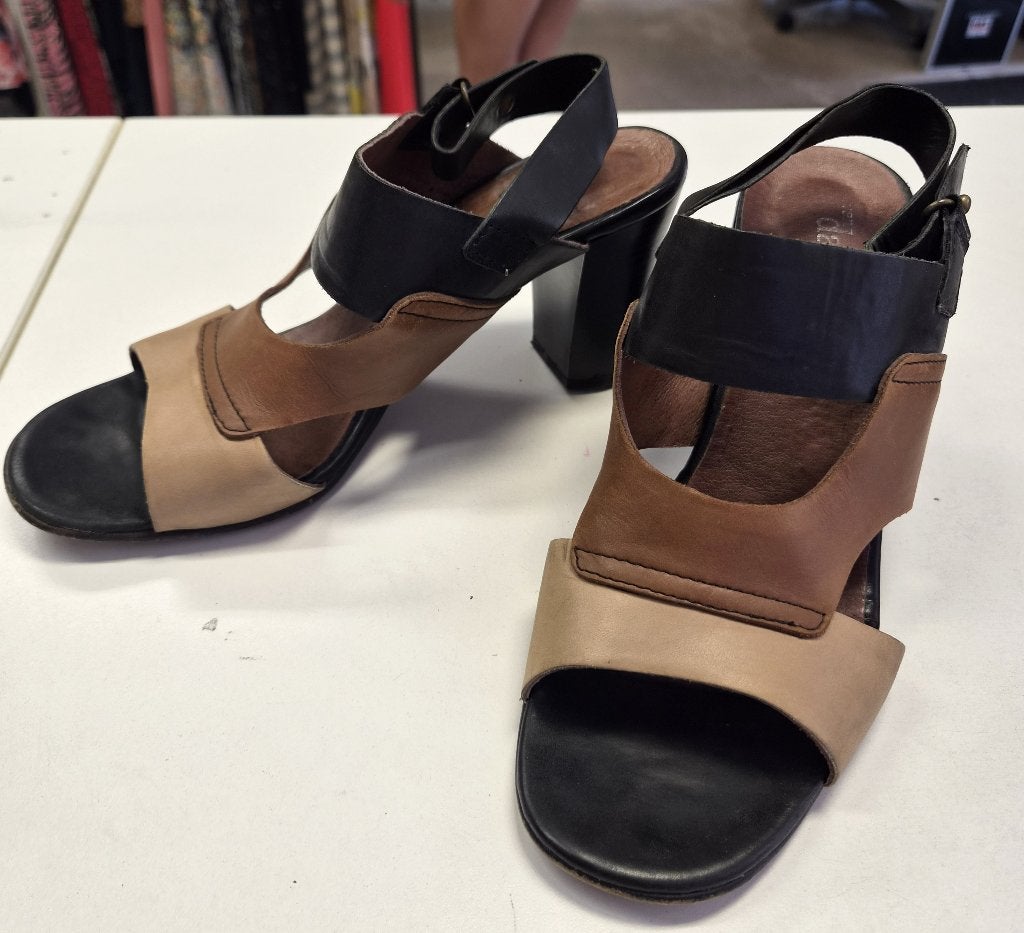 Van Dalen sandalen blokhak - Zwart bruin beige mt 40 51849
