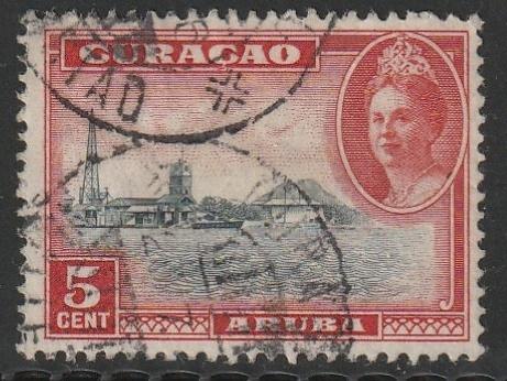 Curacao 1943 162 Aruba 5c, Gest, Ophalen of Verzenden, Gestempeld