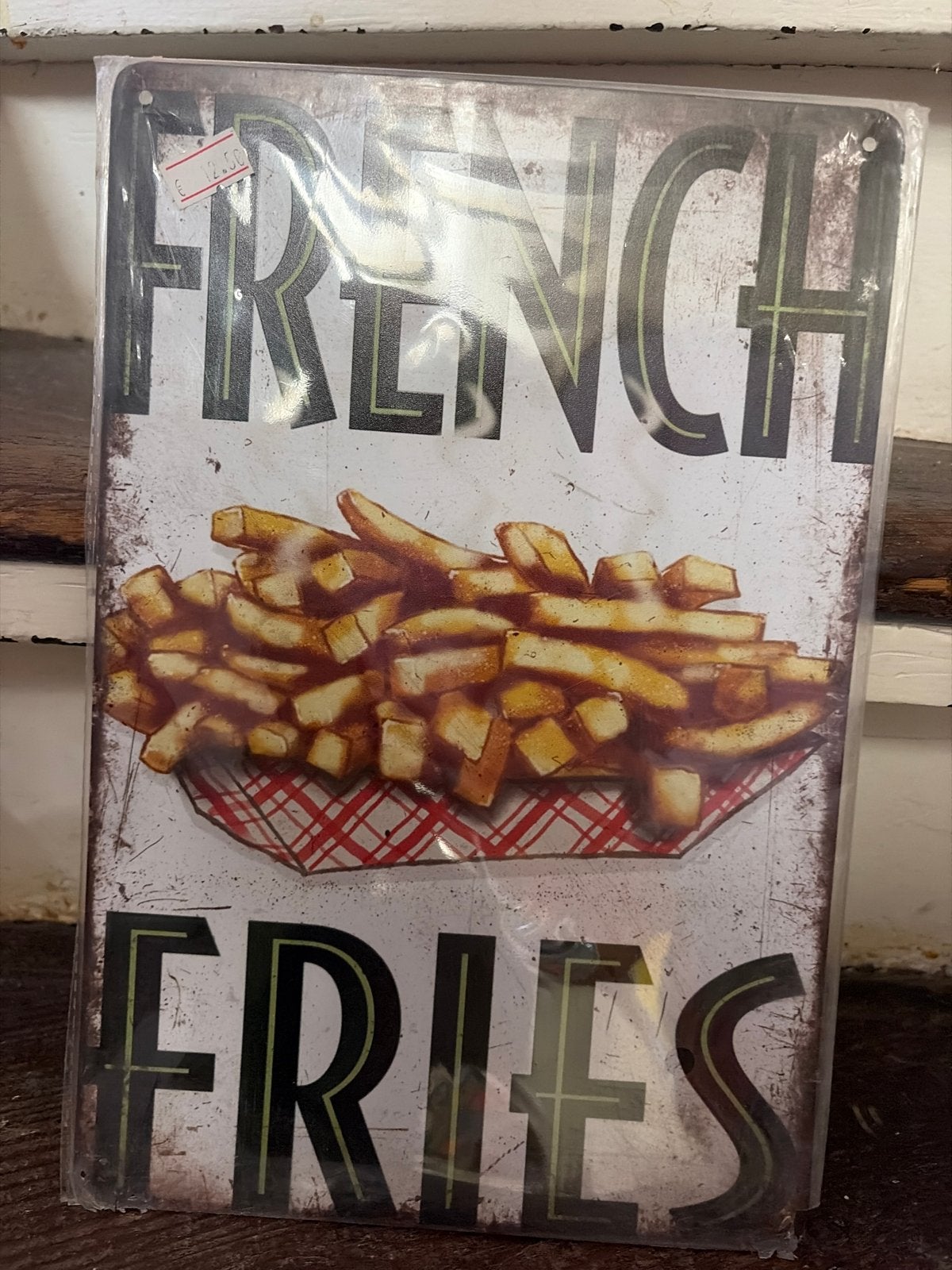 Vintage 'French Fries' metalen wandbord - Nieuw, Vintage, Meerkleurig, Nieuw, Ophalen of Verzenden