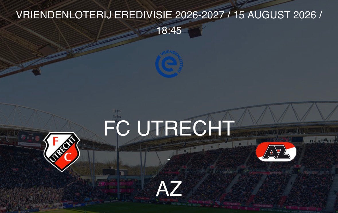 FC Utrecht - AZ Bunnikside, Tickets en Kaartjes, Twee personen