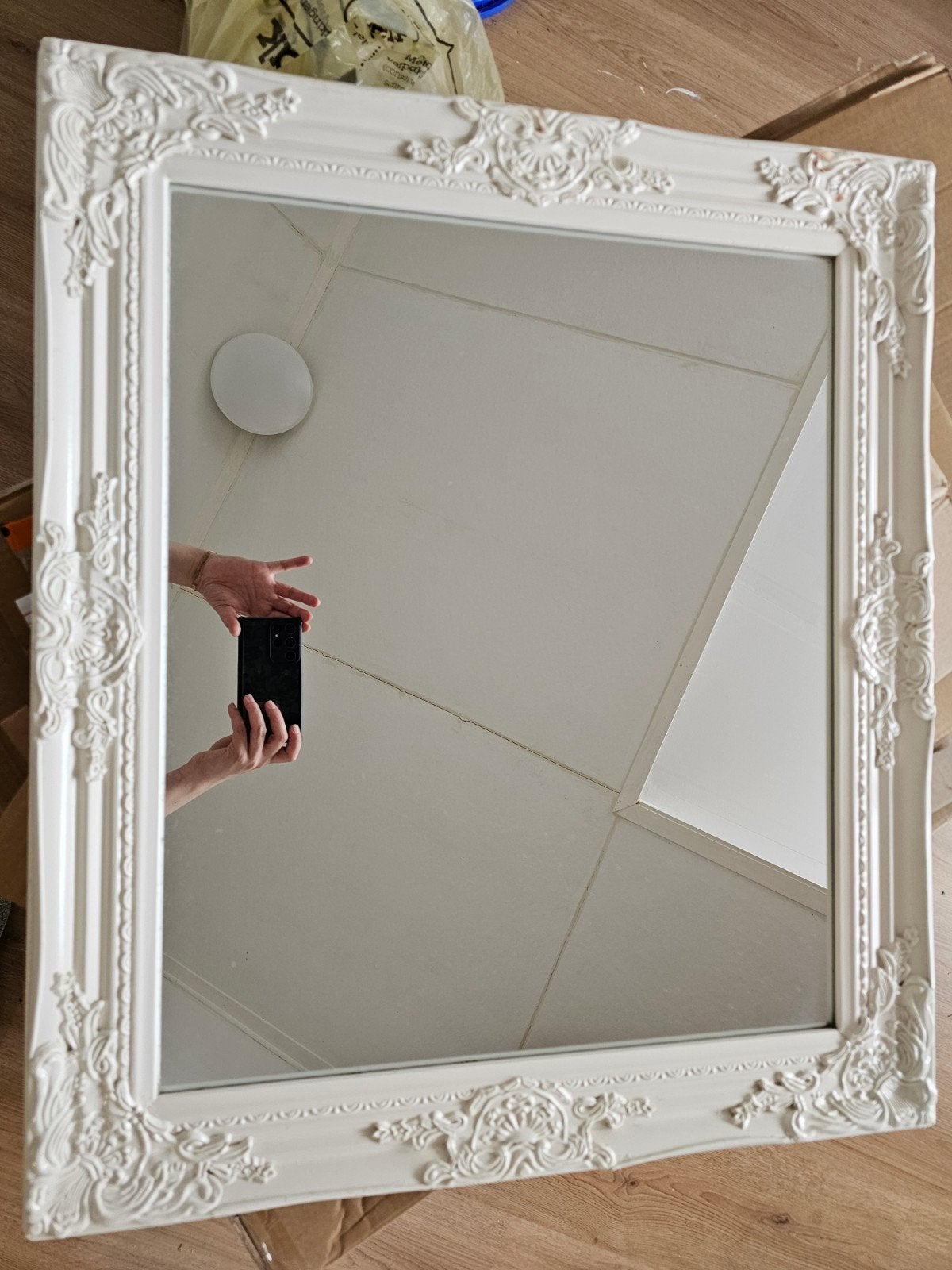 Mooie Xenos spiegel met witte lijst (64x74cm), Ophalen, Gebruikt, Minder dan 100 cm, Rechthoekig