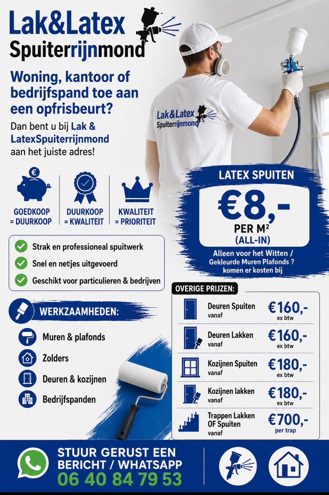 Lak & LatexSpuiterRijnmond vanaf €8,- m2 ( hieronder Info), Diensten en Vakmensen, Schilders en Behangers