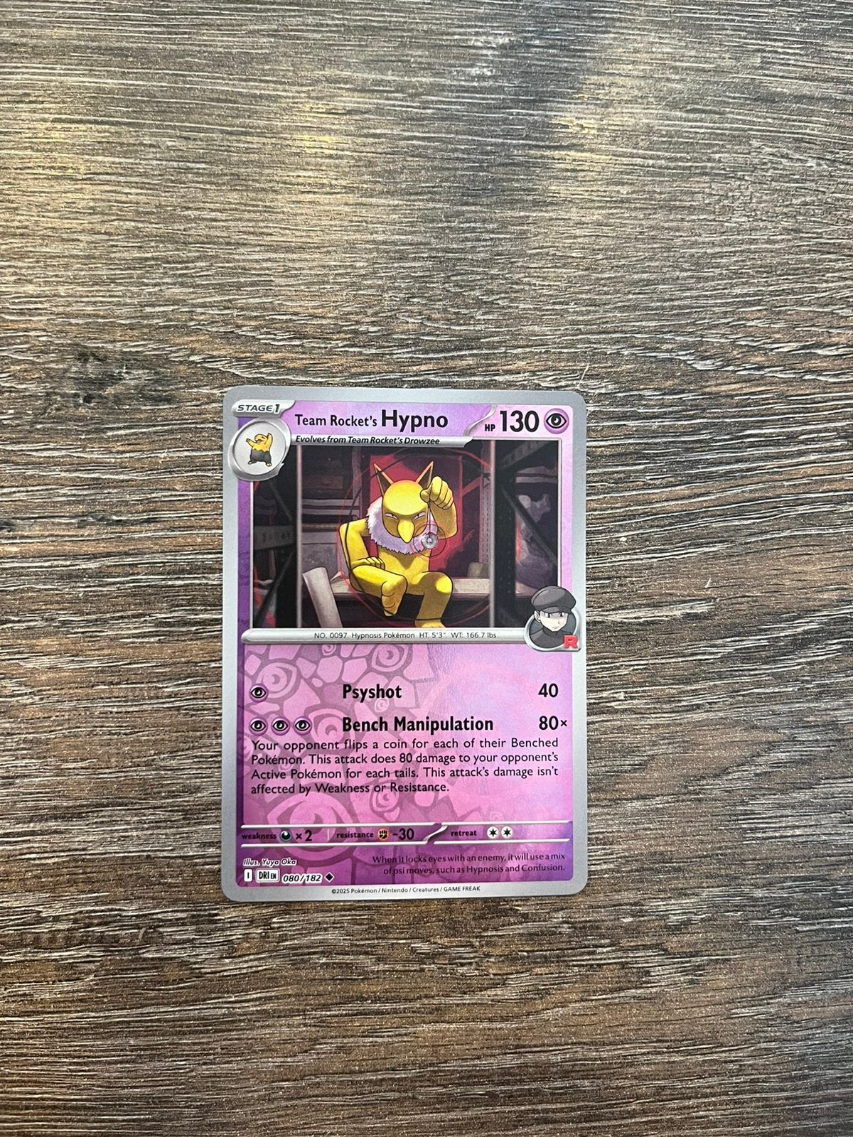 Team Rocket’s Hypno DRI 080/182 reverse holo, Ophalen of Verzenden, Zo goed als nieuw