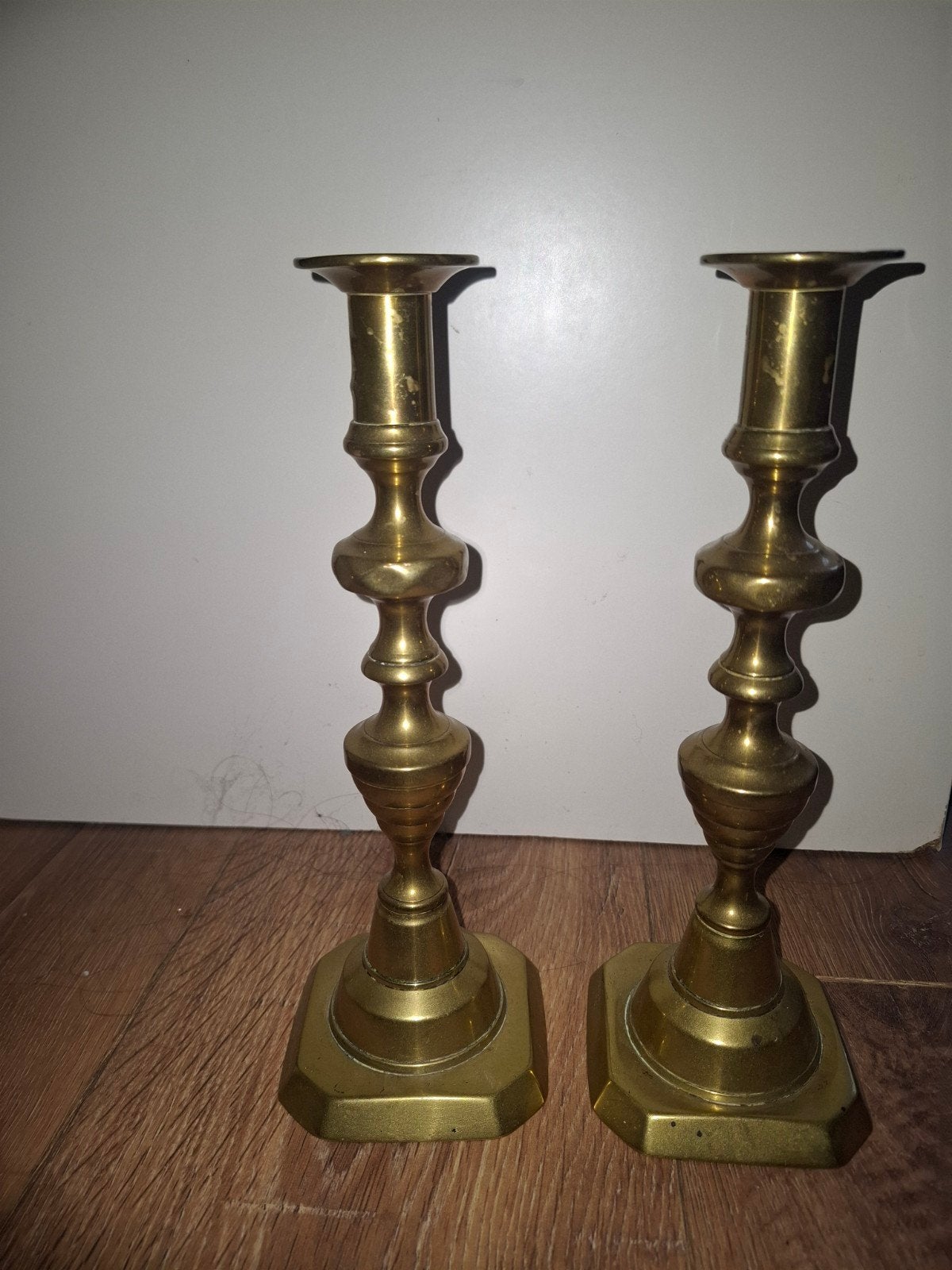 Set van 2 antieke koperen kandelaars, Ophalen of Verzenden