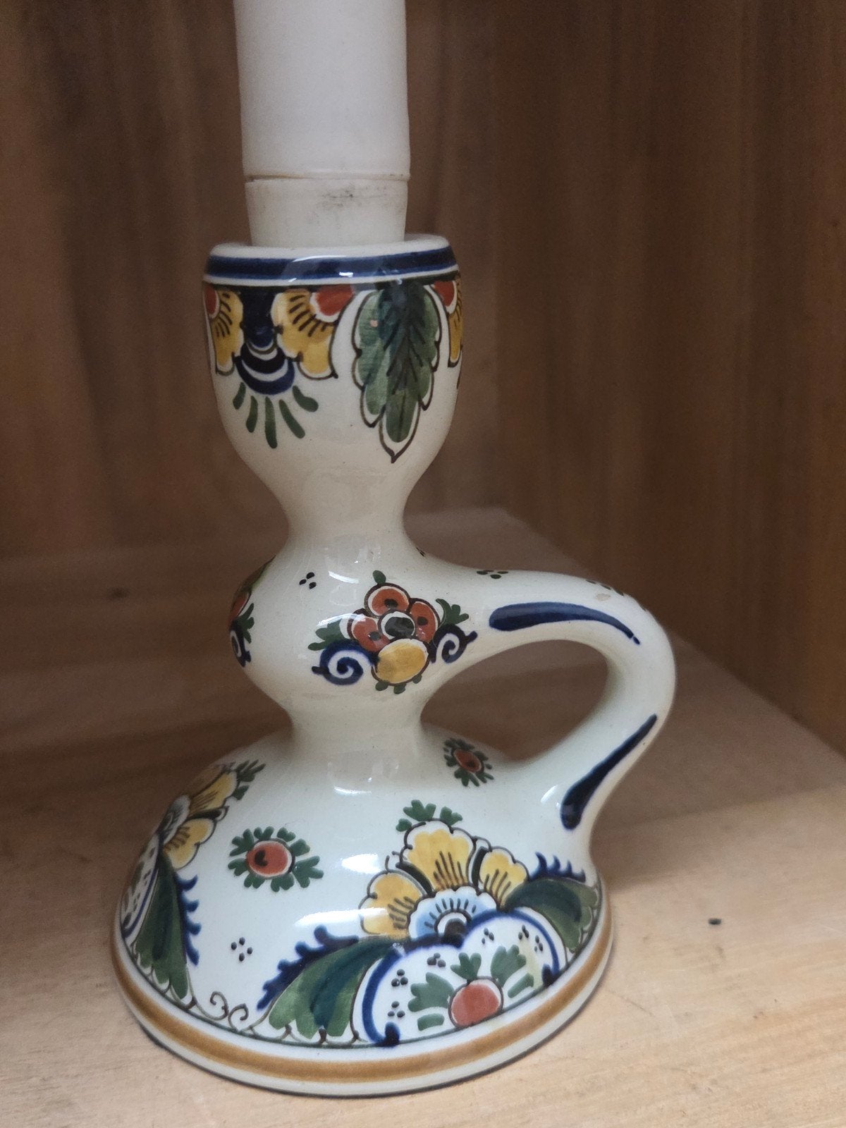 Royal Delft  Keramieken Kandelaar met Bloemenpatroon, Ophalen of Verzenden, Keramiek of Aardewerk
