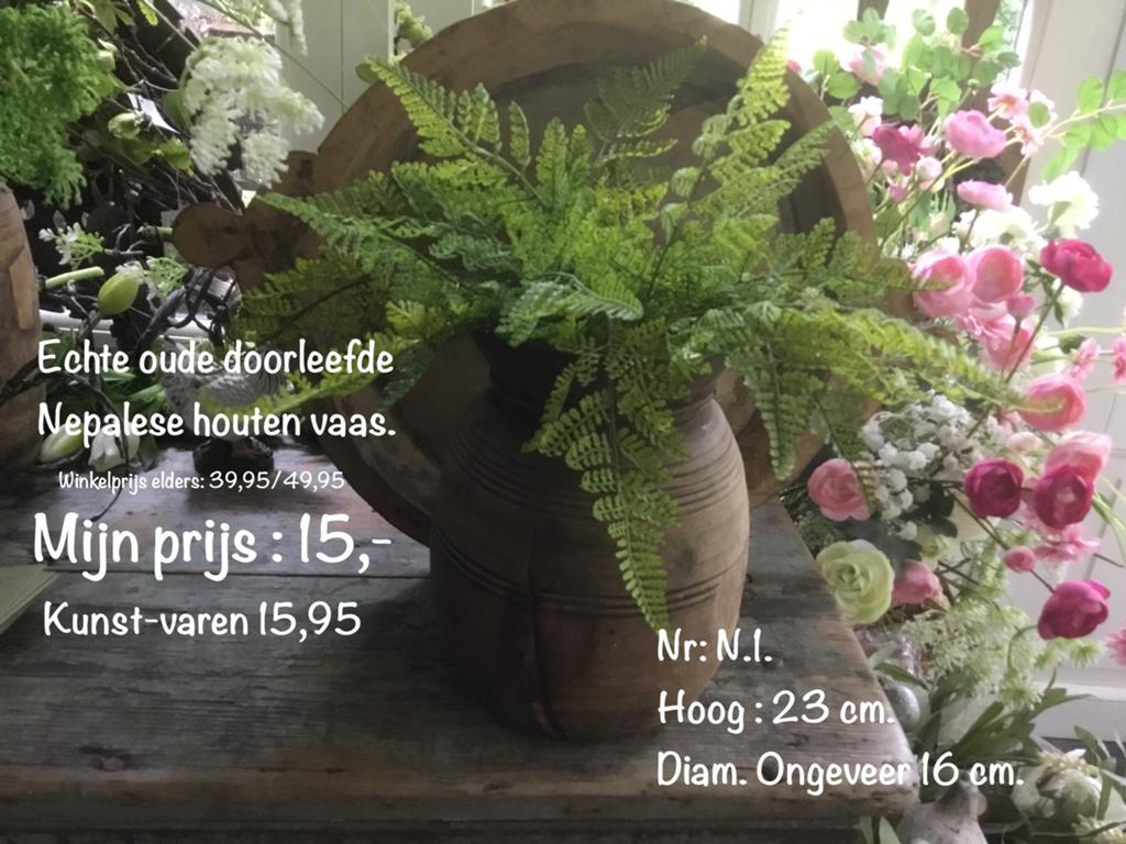 Nepalese houten vaas15,-, Overige materialen, Gebruikt, Overige kleuren, Ophalen of Verzenden